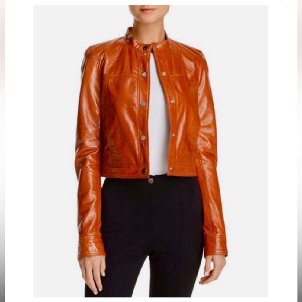 Theory 100%Genuine Patent leather Mod Bomber Jacket sz.P